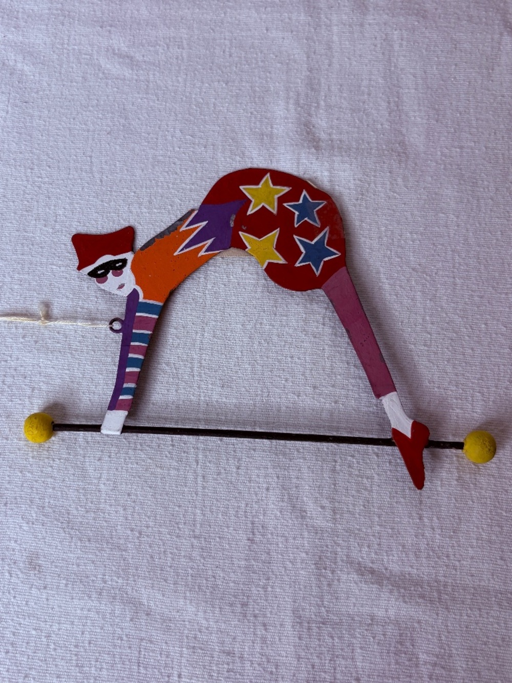 Vintage Cirque Du Soleil Acrobat Clown Metal Handpainted Christmas Ornament Tag